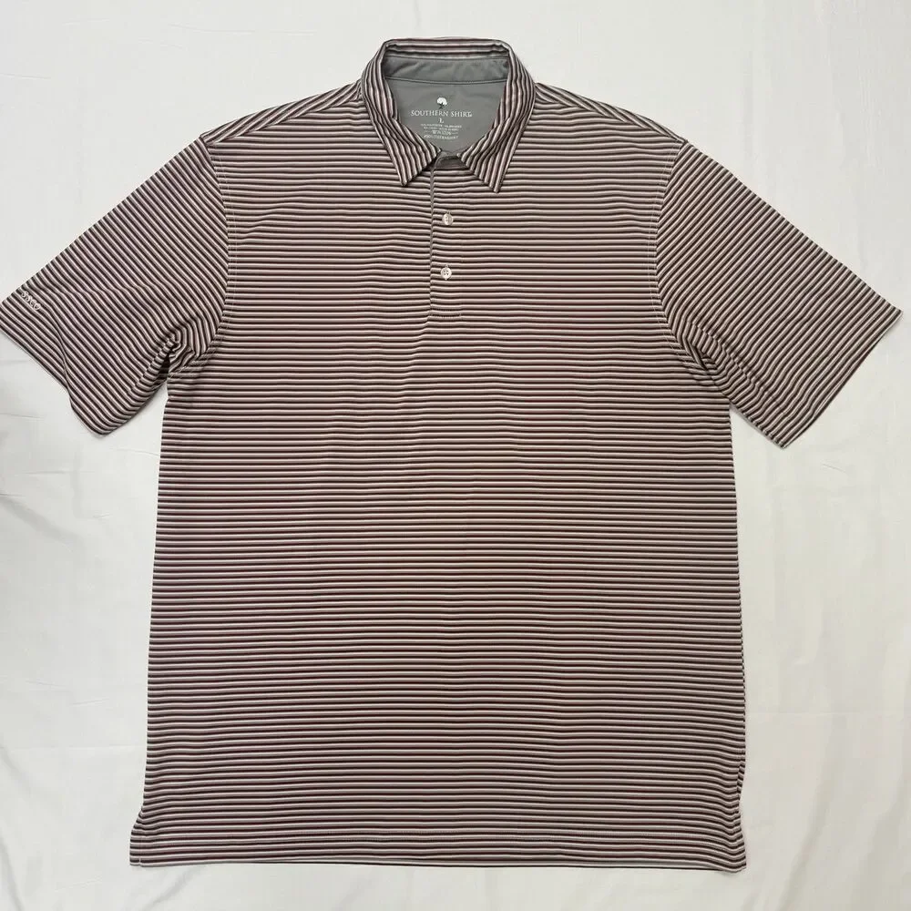 Lot of 2 Southern Tide Men's Large The Skipjack Polo Short Sleeve Stripes